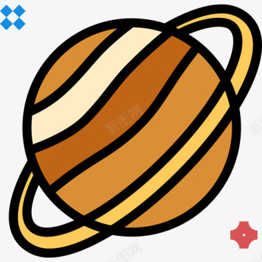 土星宇宙27线性颜色图标图标