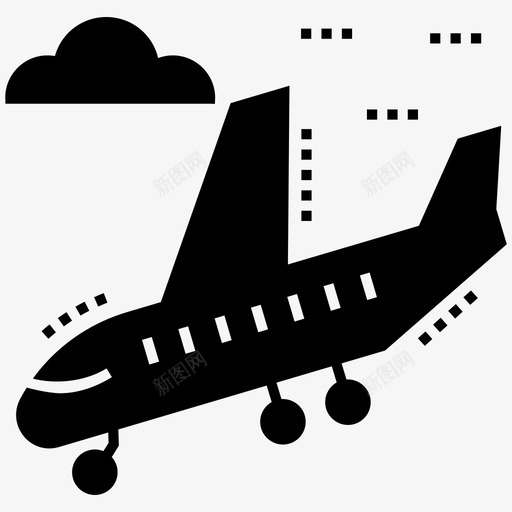 飞机着陆机场进近到达图标svg_新图网 https://ixintu.com 下降 到达 机场进近 航空运输标志图标包 飞机着陆 飞行着陆