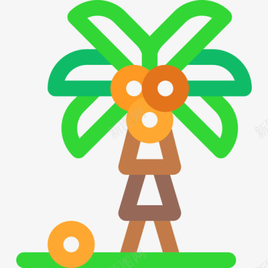 棕榈树巴西嘉年华9线形颜色图标图标