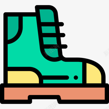 靴子冬装9线性颜色图标图标