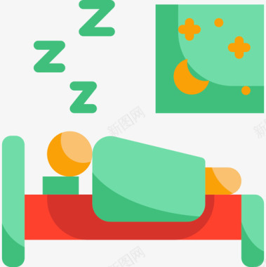 睡眠生活方式12平淡图标图标