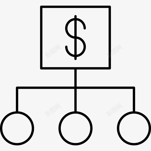 网络连接美元图标svg_新图网 https://ixintu.com 企业 图标 层次 结构 网络 美元 财务 连接