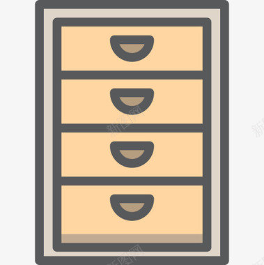 文件柜办公用品5件线性颜色图标图标