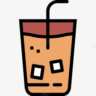 冰咖啡咖啡50线性颜色图标图标