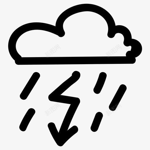 暴风云闪电雨图标svg_新图网 https://ixintu.com 天气 手绘 暴风 闪电 风云