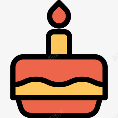 生日蛋糕庆祝和聚会直线颜色橙色图标图标
