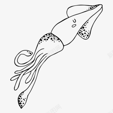 鱿鱼动物海洋生物图标图标