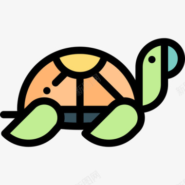 乌龟热带21线形颜色图标图标
