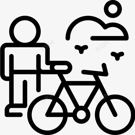 自行车教育176直线图标svg_新图网 https://ixintu.com 教育176 直线 自行车