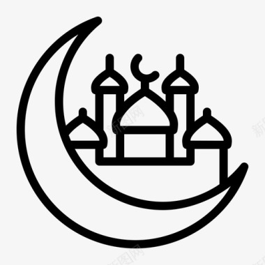 清真寺新月会伊斯兰教图标图标
