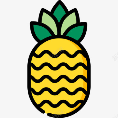 菠萝夏33线形颜色图标图标
