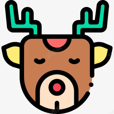鹿圣诞131线性颜色图标图标