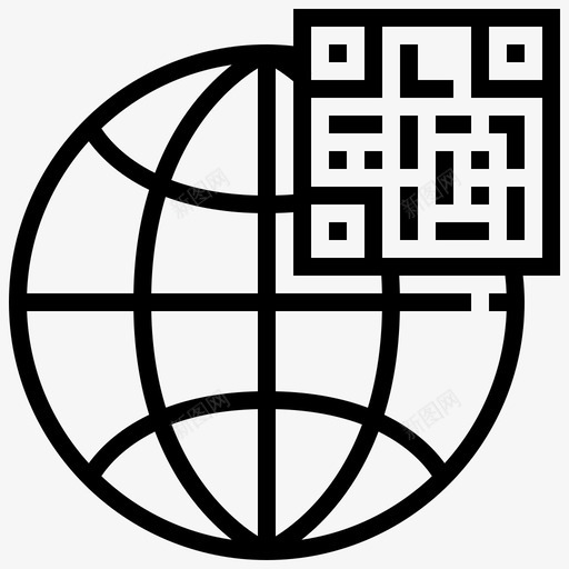全球通信网络图标svg_新图网 https://ixintu.com qrcodeline 全球 在线 网站 网络 通信