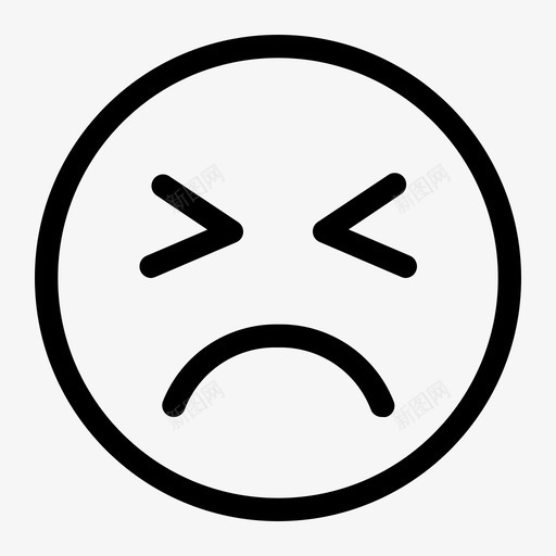 不开心表情符号表情图标svg_新图网 https://ixintu.com 不开心 不适 情绪化 表情 表情符号 表情线