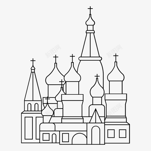 圣巴兹尔大教堂建筑著名的俄罗斯图标svg_新图网 https://ixintu.com 世界旅游 圣巴兹尔大教堂 建筑 莫斯科地标 著名的俄罗斯