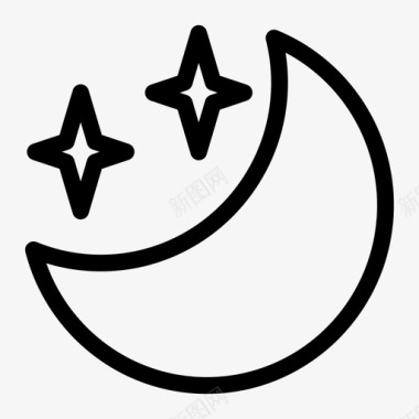 夜晚占星术新月图标图标