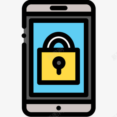 智能手机保护安全2线性颜色图标图标