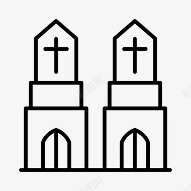 大教堂信仰修道院图标图标