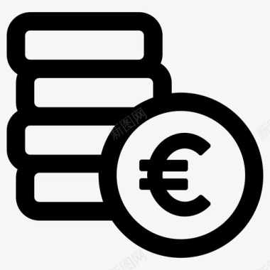 欧元银行欧元硬币图标图标