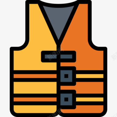 救生衣游泳3线性颜色图标图标