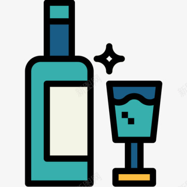 酒精旅社3线性颜色图标图标