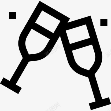 香槟酒杯假日34直线型图标图标