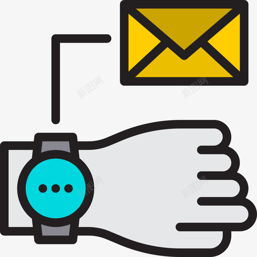 电子邮件智能手表线性颜色图标svg_新图网 https://ixintu.com 智能手表 电子邮件 线性颜色