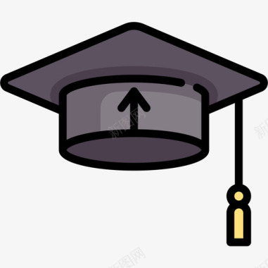 毕业帽升职11线性颜色图标图标