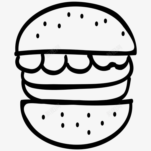 汉堡包面包食品图标svg_新图网 https://ixintu.com 手绘 汉堡包 零食 面包 食品 饮料