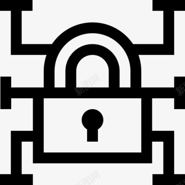 挂锁通用数据保护条例3线性图标图标