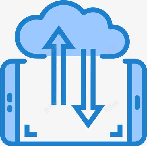 云智能手机应用程序6蓝色图标svg_新图网 https://ixintu.com 云 智能手机应用程序6 蓝色