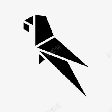 鹦鹉鸟折纸图标图标