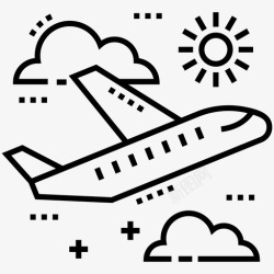部分多云飞机旅行空中旅行部分多云天气图标高清图片