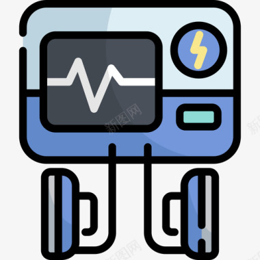除颤器紧急服务6线性颜色图标图标