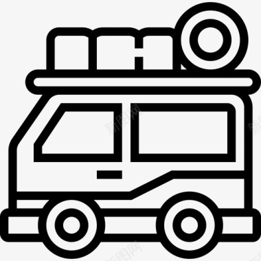 旅游巴士摇滚乐10直线型图标图标