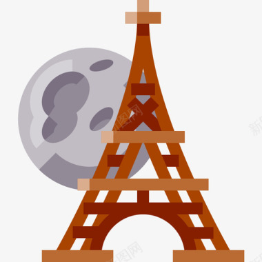 埃菲尔铁塔世界地标平坦图标图标
