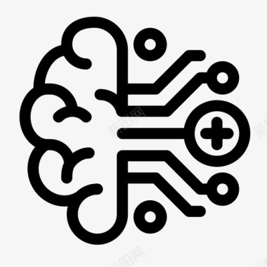连接人工智能大脑图标图标