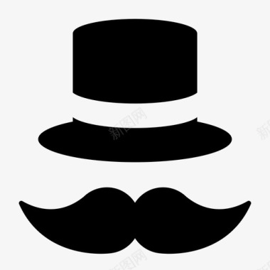 帽子和胡子帽子绅士图标图标