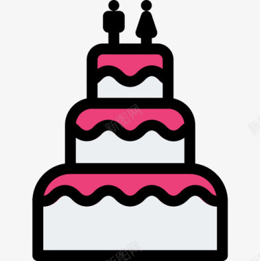 婚礼蛋糕婚礼139线性颜色图标图标