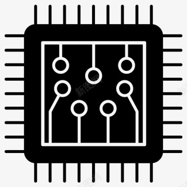 微芯片电路处理器图标图标