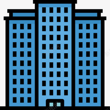 摩天大楼37号楼线性颜色图标图标