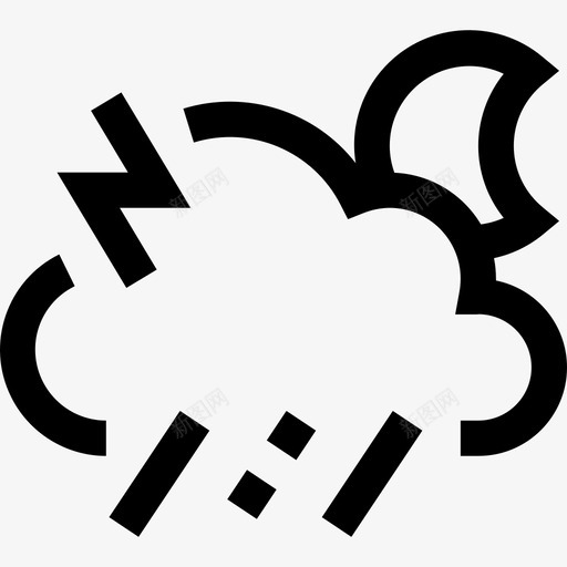 暴风雨天气和季节线性图标svg_新图网 https://ixintu.com 天气和季节 暴风雨 线性