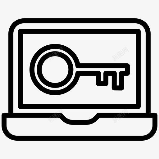 笔记本电脑钥匙保护图标svg_新图网 https://ixintu.com 保护 安全 笔记本电脑 钥匙