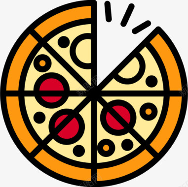 披萨食品和饮料7线性颜色图标图标