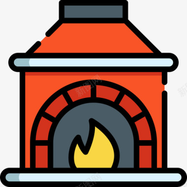 壁炉冬季41线性颜色图标图标