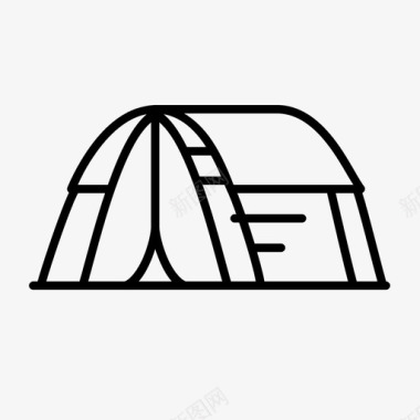 带罩和阴影的帐篷露营野营图标图标