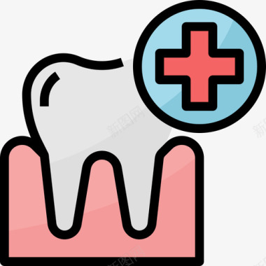 牙龈牙齿9线形颜色图标图标