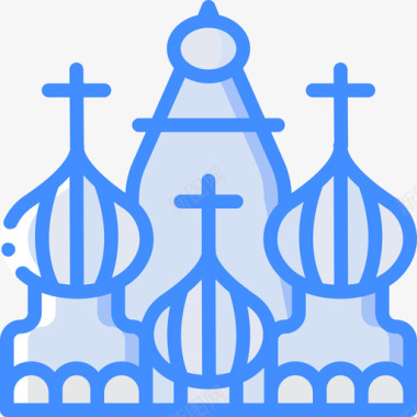 圣巴兹尔大教堂地标和纪念碑4蓝色图标图标