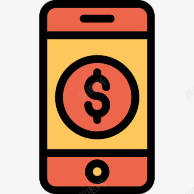 智能手机银行和金融22线性橙色图标图标