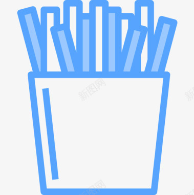 炸薯条食物115蓝色图标图标